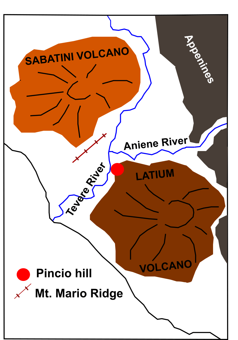 The ancient volcanic complexes surrounding Rome | scheme by Pica A., 2015